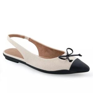 AEROSOLES Donna - Cream and Black Two-Tone Flats with Bow - NIB